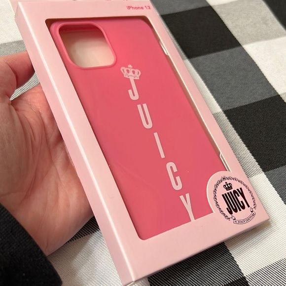 NWT Juicy Couture iPhone 12 Case Queen Carnation Pink & White Durable Comfy Feel - Picture 7 of 7